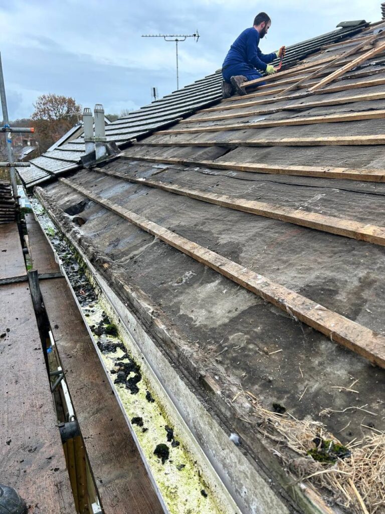 This is a photo of a roof being repaired in Hethersett. Installation carried out by Hethersett Roofing Services