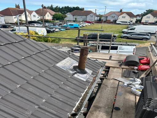Hethersett Roofing Services 18 This is a photo of a roof installation being carried out in Hethersett. Installation carried out by Hethersett Roofing Services
